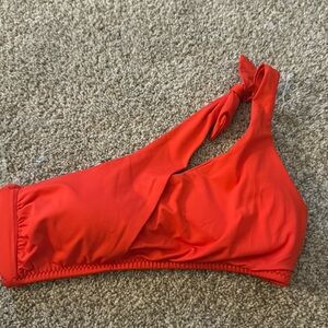 becca asymmetrical one shoulder reddish orange bikini top